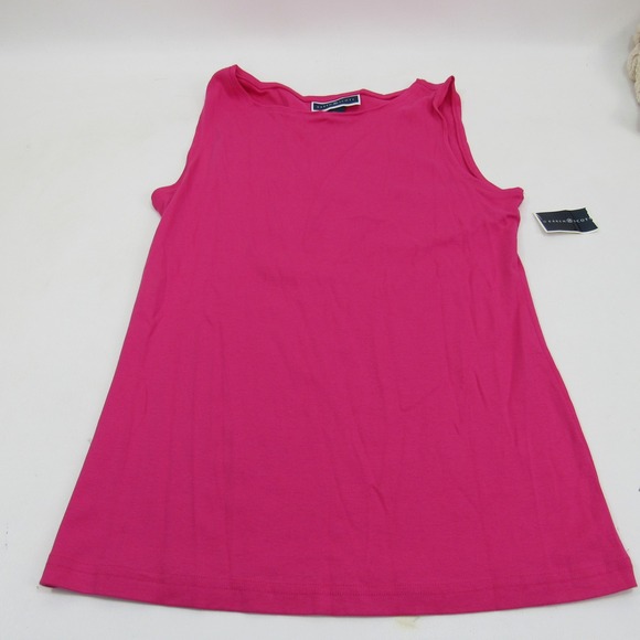 Karen Scott Womens Pink Cotton Tank Top Sleeveless Casual Comfy - Picture 1 of 6